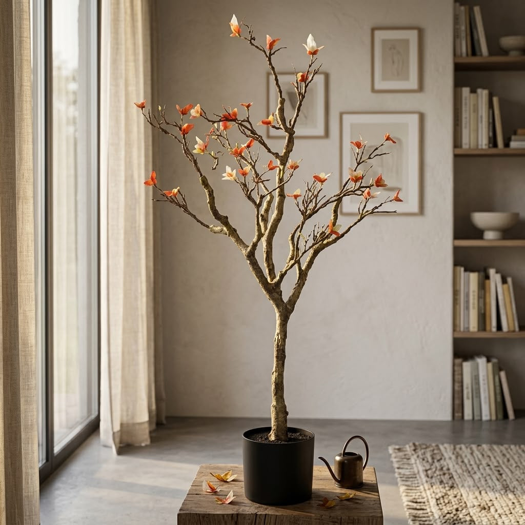ENUTROF Artificial Cherry Blossom Bare Branch Tree – 120cm Artificial Tree Trunk and Branches Sakura Plant for Home Decor ENUTROF