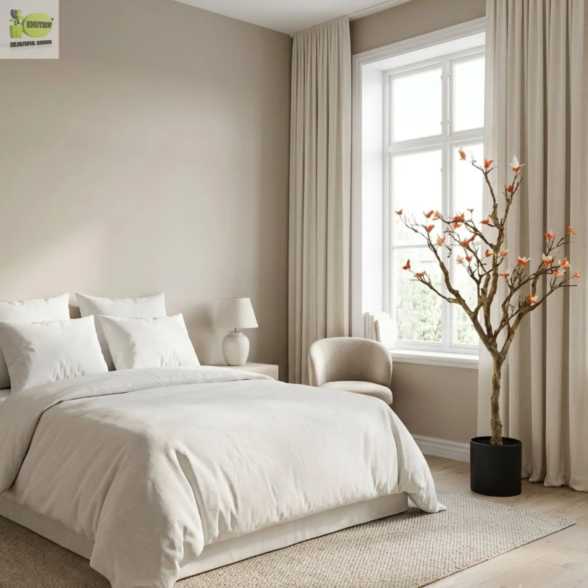 ENUTROF Artificial Cherry Blossom Bare Branch Tree – 120cm Fake Sakura Plant for Home Decor ENUTROF