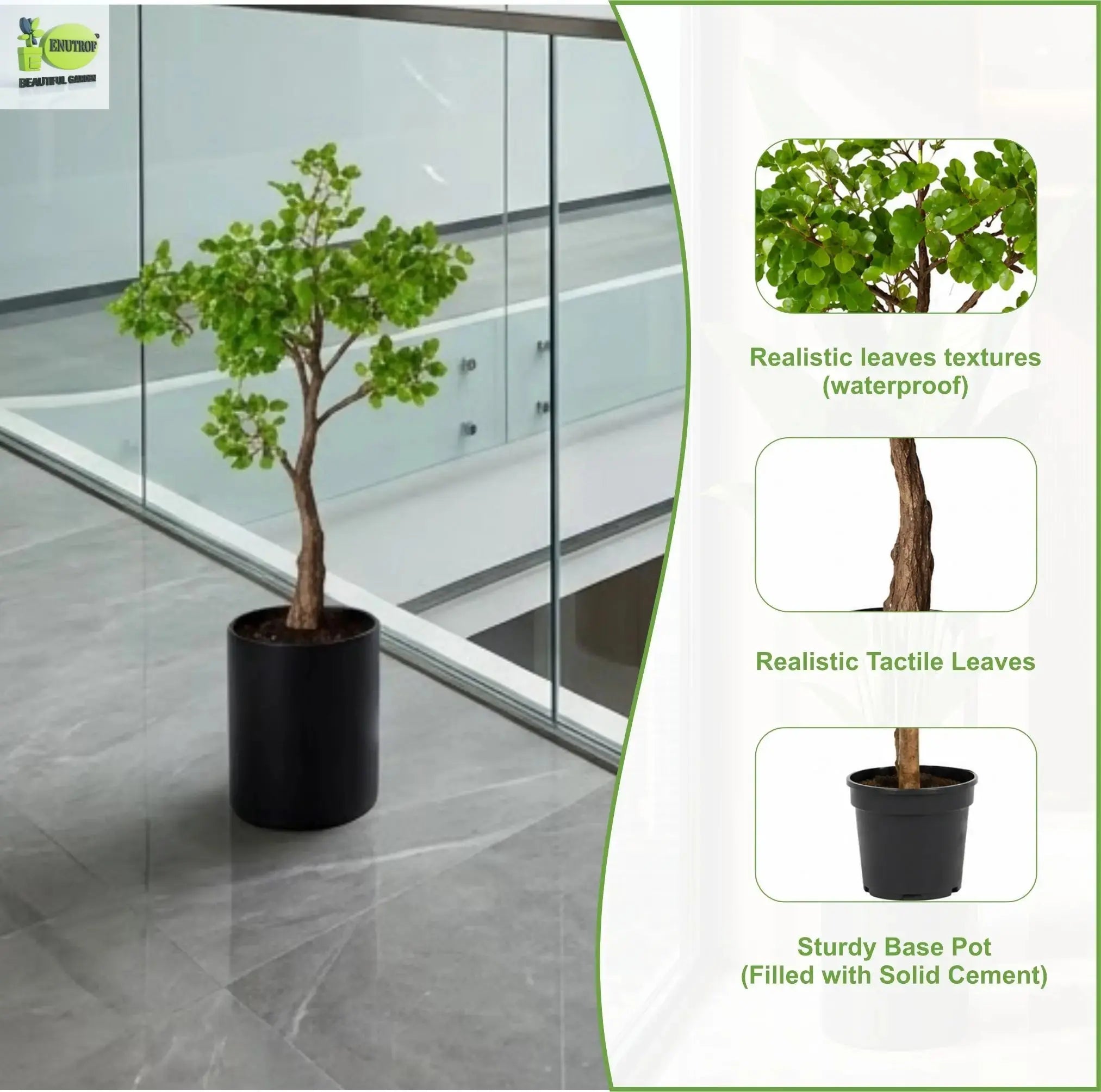 ENUTROF Artificial Ficus Ginseng Bonsai Tree – 60cm Classic Fake Bonsai for Office & Home Decor ENUTROF