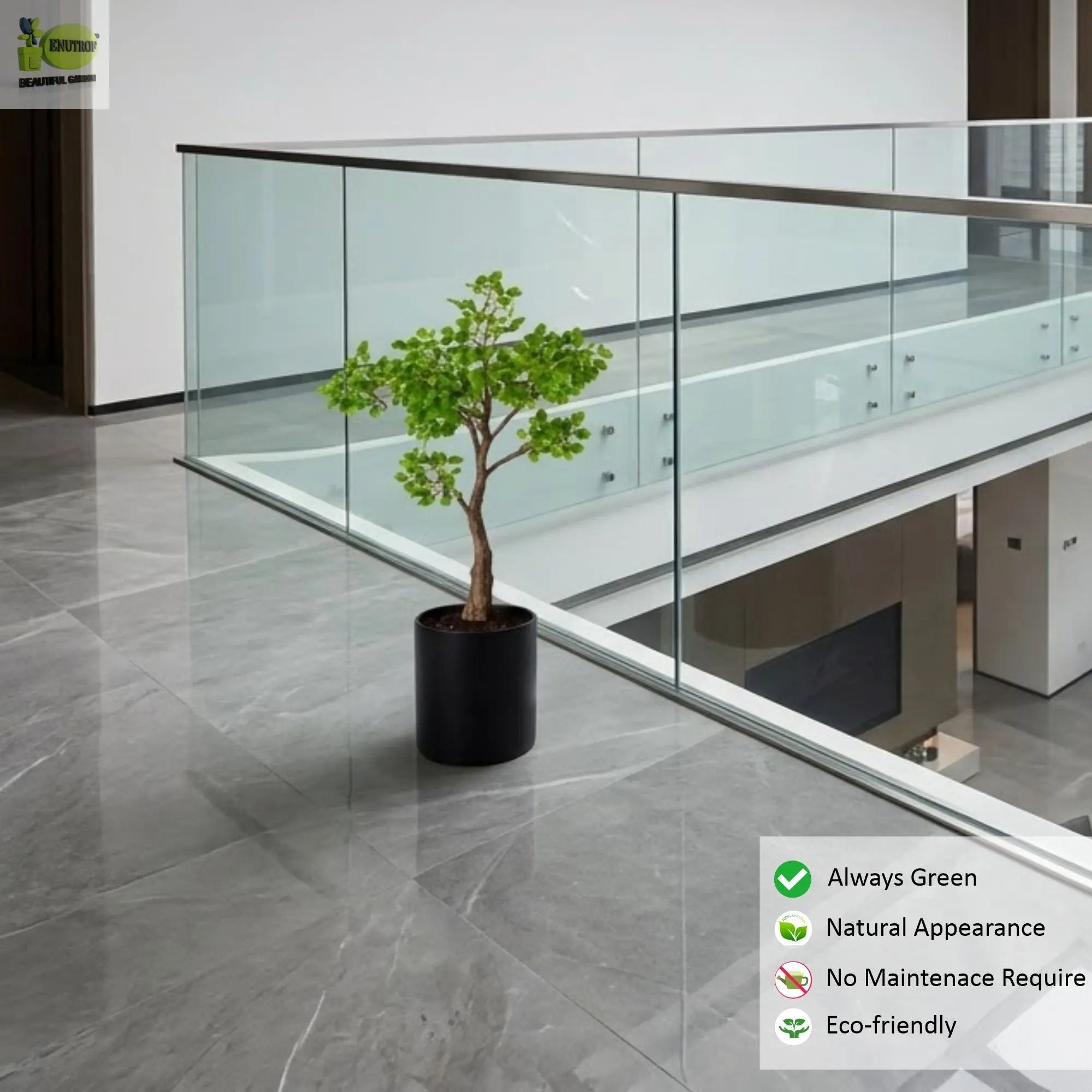 ENUTROF Artificial Ficus Ginseng Bonsai Tree – 60cm Classic Fake Bonsai for Office & Home Decor ENUTROF