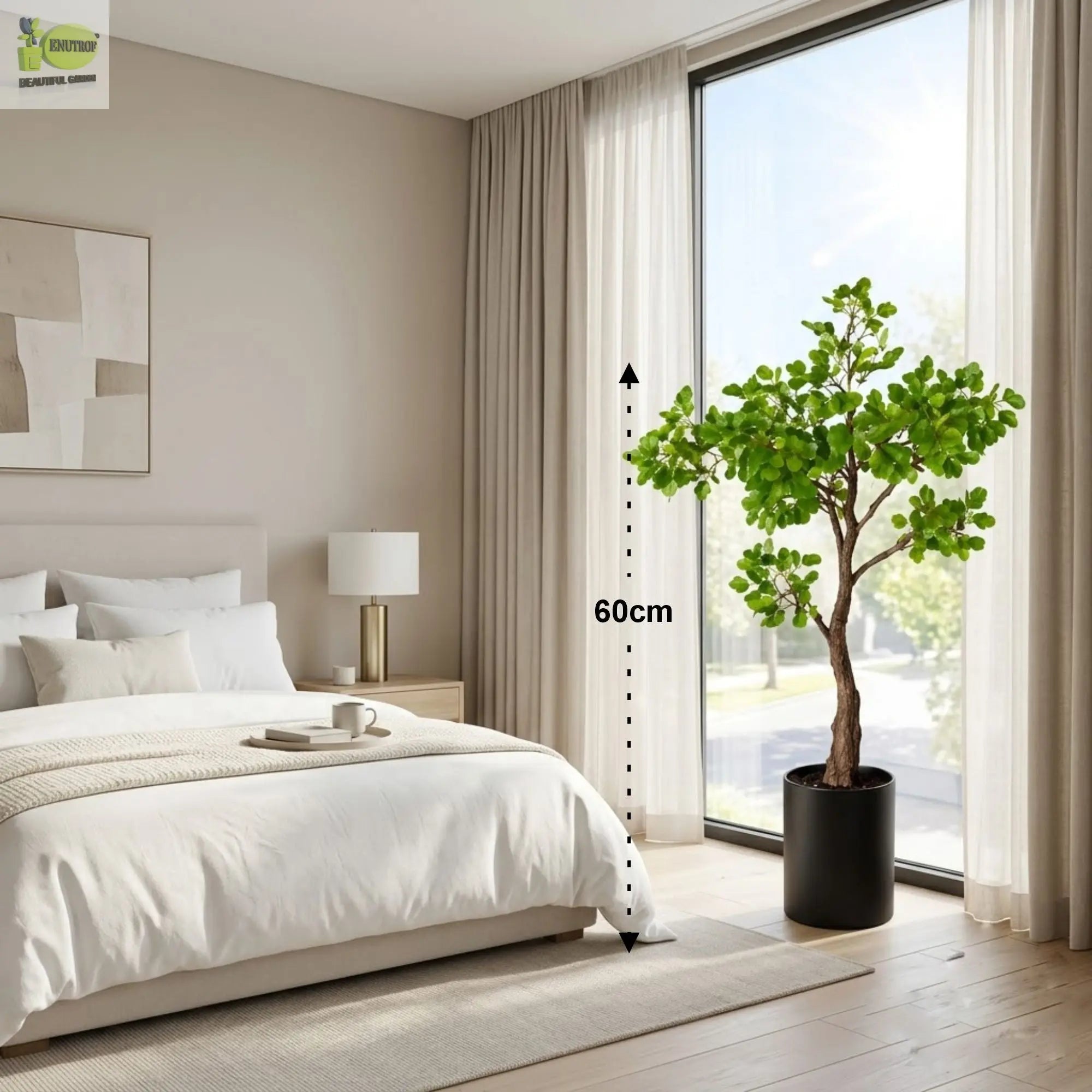 ENUTROF Artificial Ficus Ginseng Bonsai Tree – 60cm Classic Fake Bonsai for Office & Home Decor ENUTROF