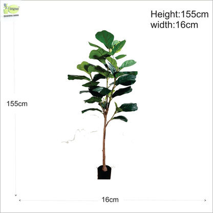 ENUTROF Artificial Fiddle Leaf Fig Ficus Lyrata – 155cm Premium Fake Plant for Designer Home Decor ENUTROF