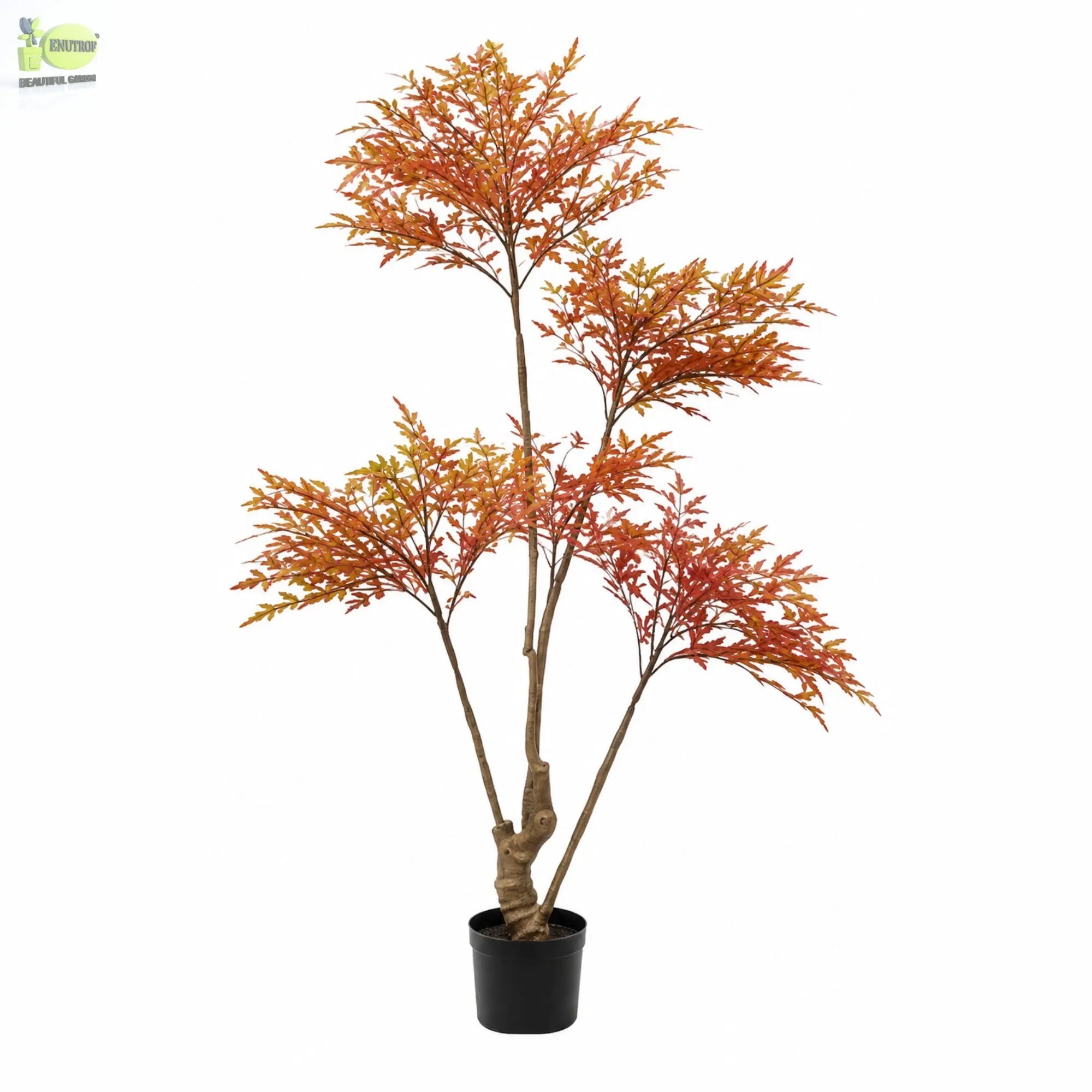 ENUTROF Artificial Japanese Red Fern Tree – 120cm Dramatic Autumn Plant for Indoor Decor ENUTROF