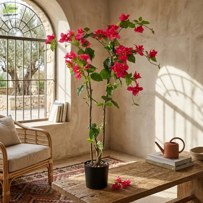 ENUTROF Artificial Pink Bougainvillea Plant – 120cm Fake Flowering Tree for Home & Event Decor ENUTROF