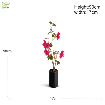 ENUTROF Artificial Pink Bougainvillea Plant – 90cm Compact Fake Flowering Plant for Home Decor ENUTROF