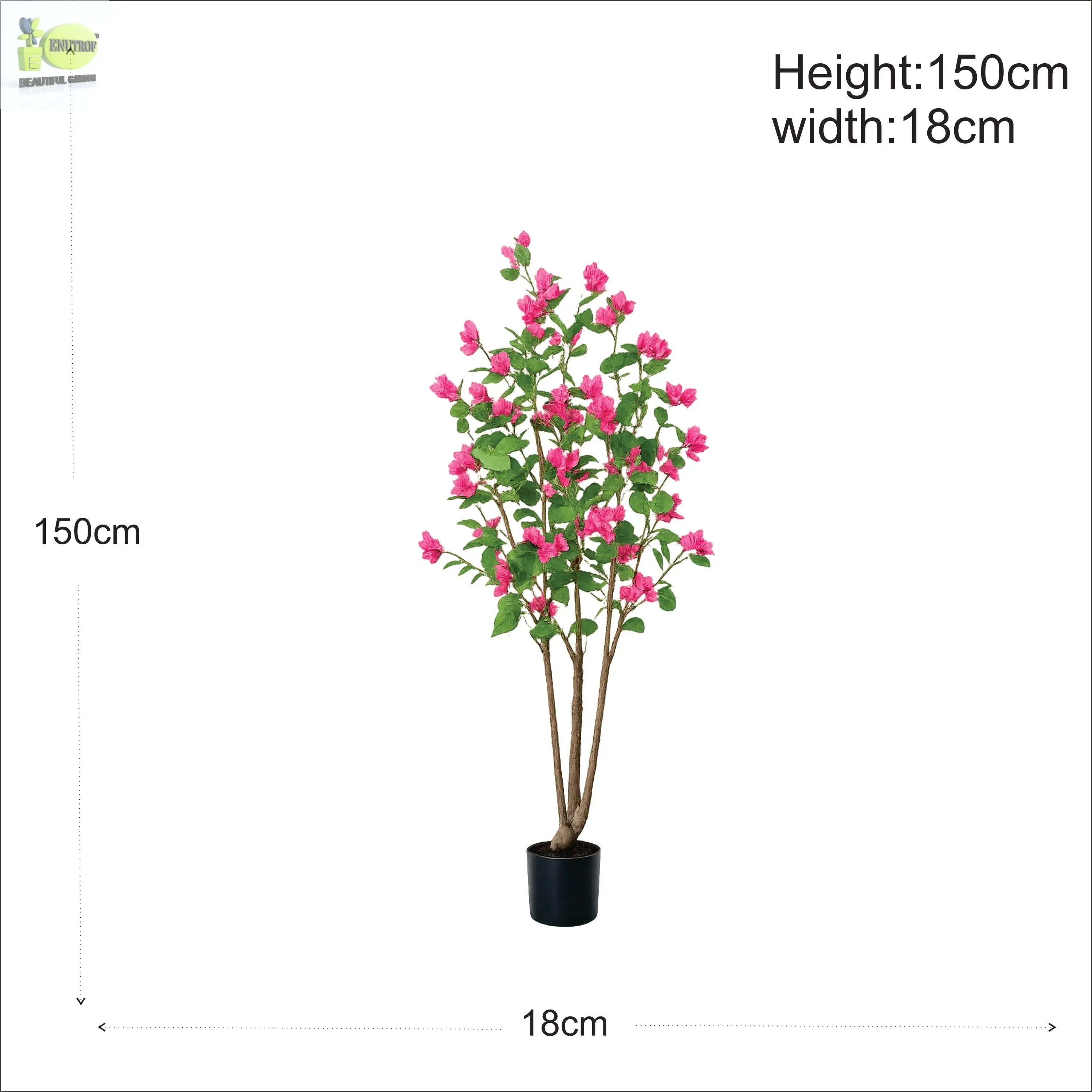 ENUTROF Artificial Pink Bougainvillea Tree – 150cm Lush Fake Flowering Plant for Home & Events ENUTROF