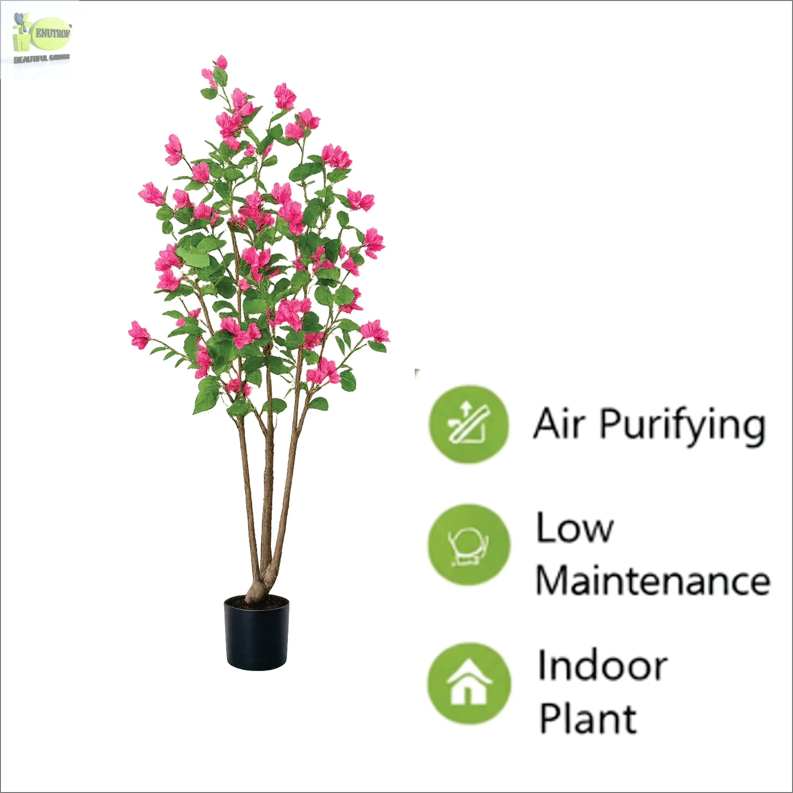 ENUTROF Artificial Pink Bougainvillea Tree – 150cm Lush Fake Flowering Plant for Home & Events ENUTROF