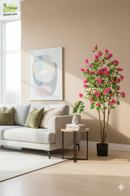 ENUTROF Artificial Pink Bougainvillea Tree – 150cm Lush Fake Flowering Plant for Home & Events ENUTROF