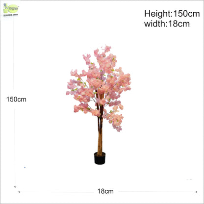 ENUTROF Artificial Pink Cherry Blossom Tree – 150cm Fluffy Fake Flowering Plant for Bridal Decor ENUTROF