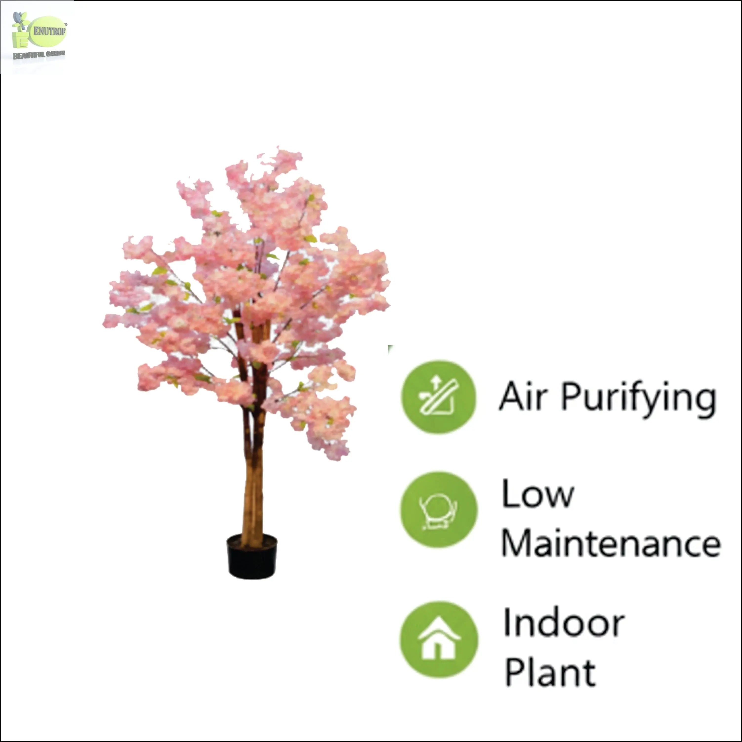 ENUTROF Artificial Pink Cherry Blossom Tree – 150cm Fluffy Fake Flowering Plant for Bridal Decor ENUTROF
