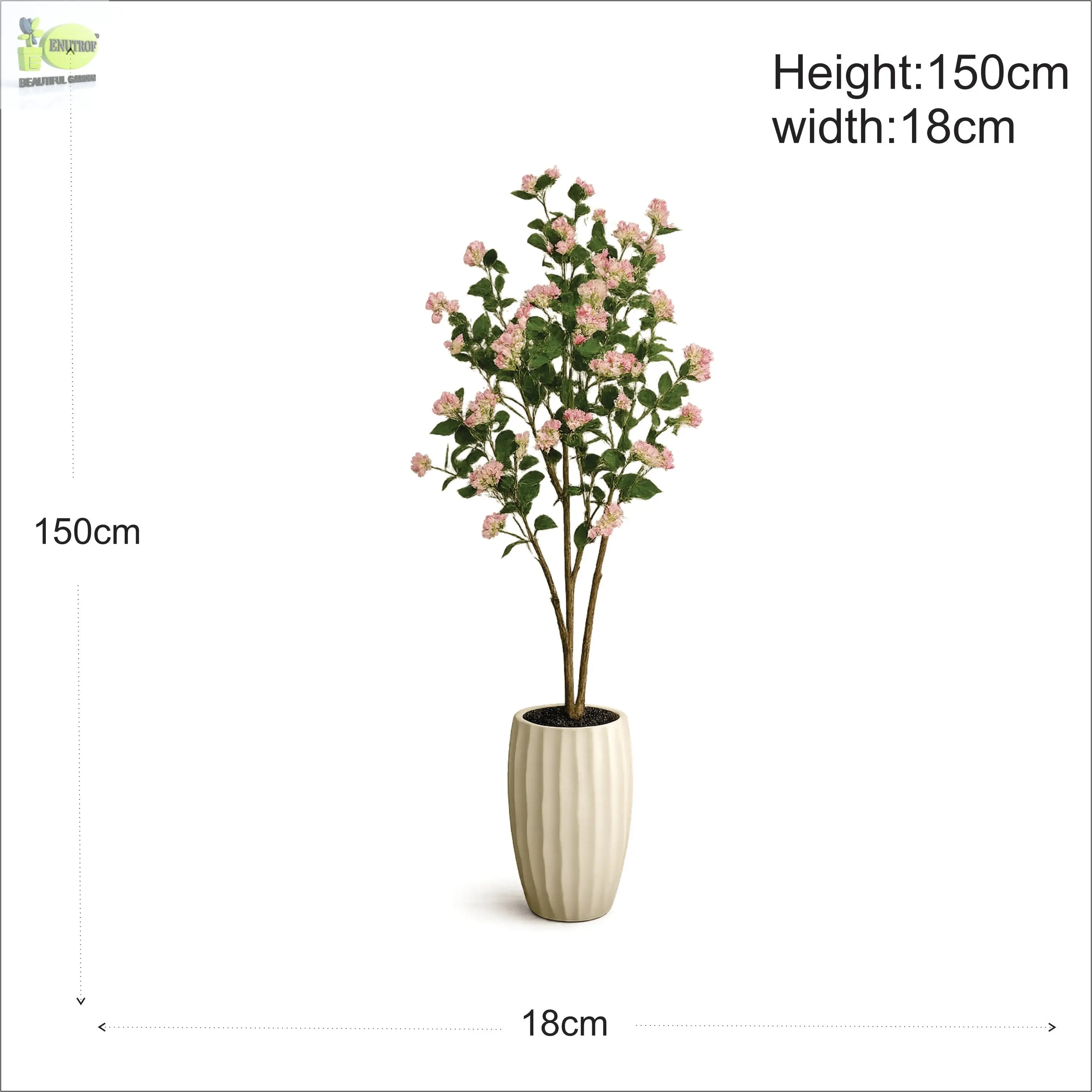 ENUTROF Artificial Pink Cherry Blossom Tree – 150cm Sakura Fake Plant with Ceramic Pot ENUTROF