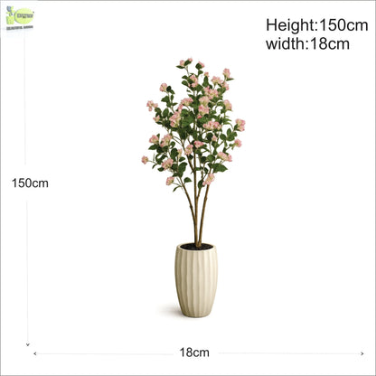 ENUTROF Artificial Pink Cherry Blossom Tree – 150cm Sakura Fake Plant with Ceramic Pot ENUTROF