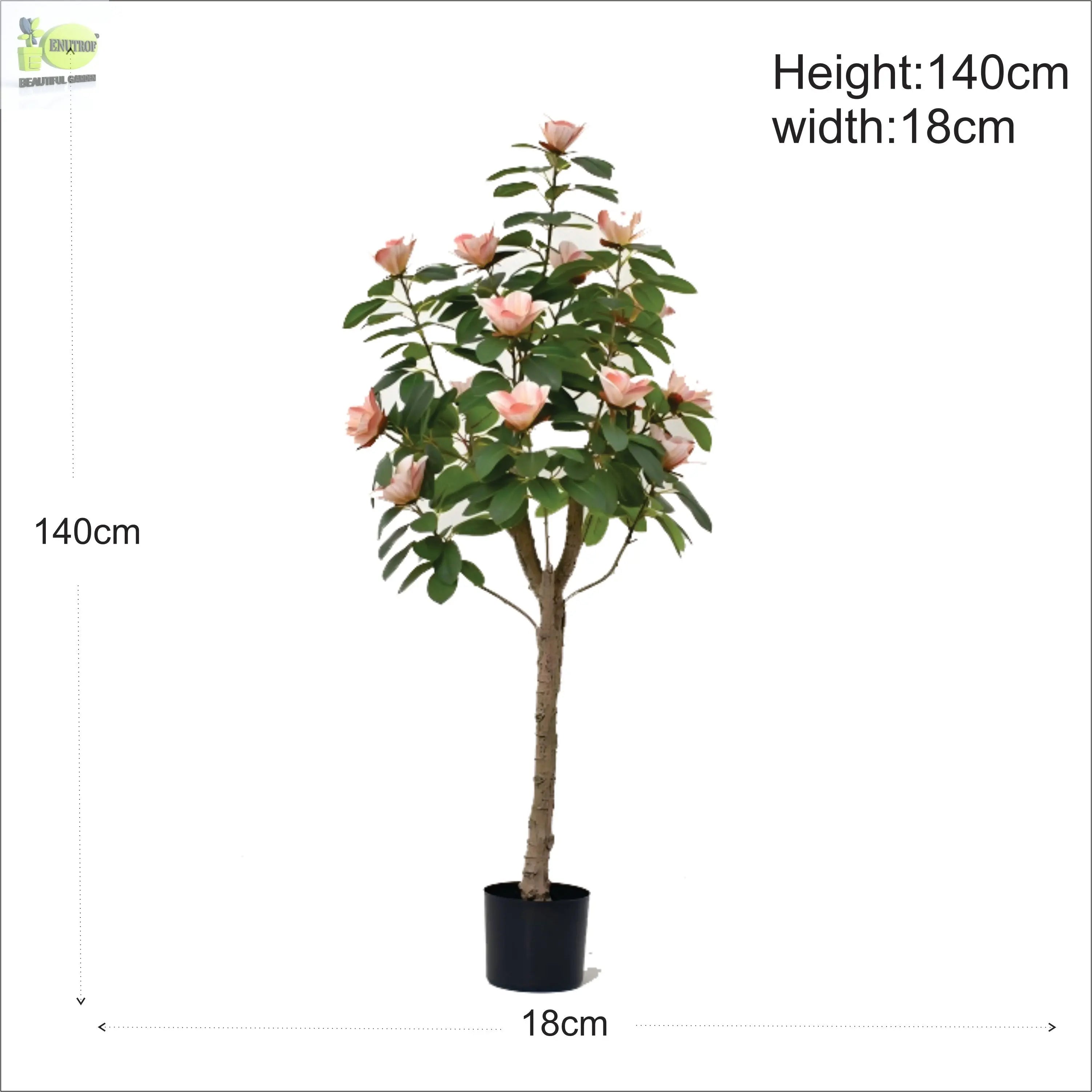 ENUTROF Artificial Pink Magnolia Flowering Tree – 140cm Fake Blooming Plant for Home Decor ENUTROF
