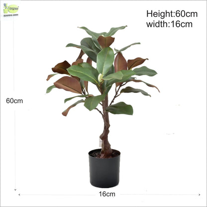 ENUTROF Artificial Rubber Plant Ficus Elastica – 60cm Compact Fake Plant for Desk & Home Decor ENUTROF