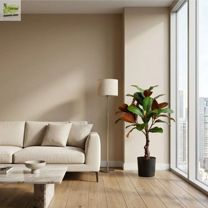 ENUTROF Artificial Rubber Plant Ficus Elastica – 60cm Compact Fake Plant for Desk & Home Decor ENUTROF