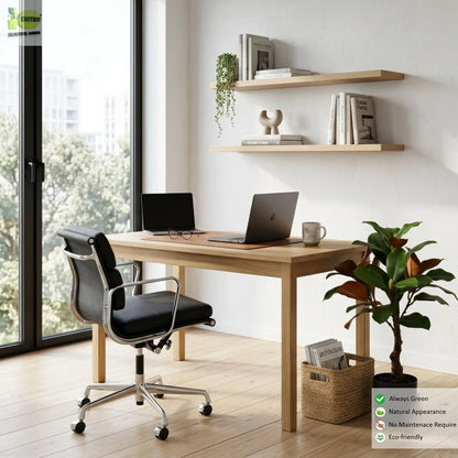 ENUTROF Artificial Rubber Plant Ficus Elastica – 60cm Compact Fake Plant for Desk & Home Decor ENUTROF