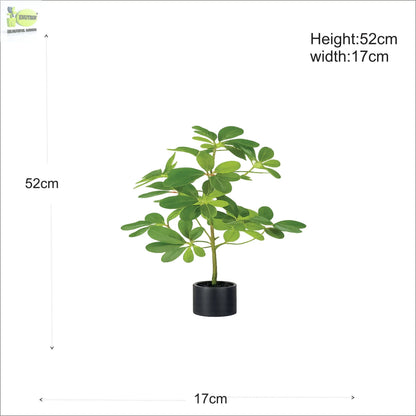 ENUTROF Artificial Schefflera Umbrella Plant – 50cm Small Fake Plant for Desk & Shelf Decor ENUTROF