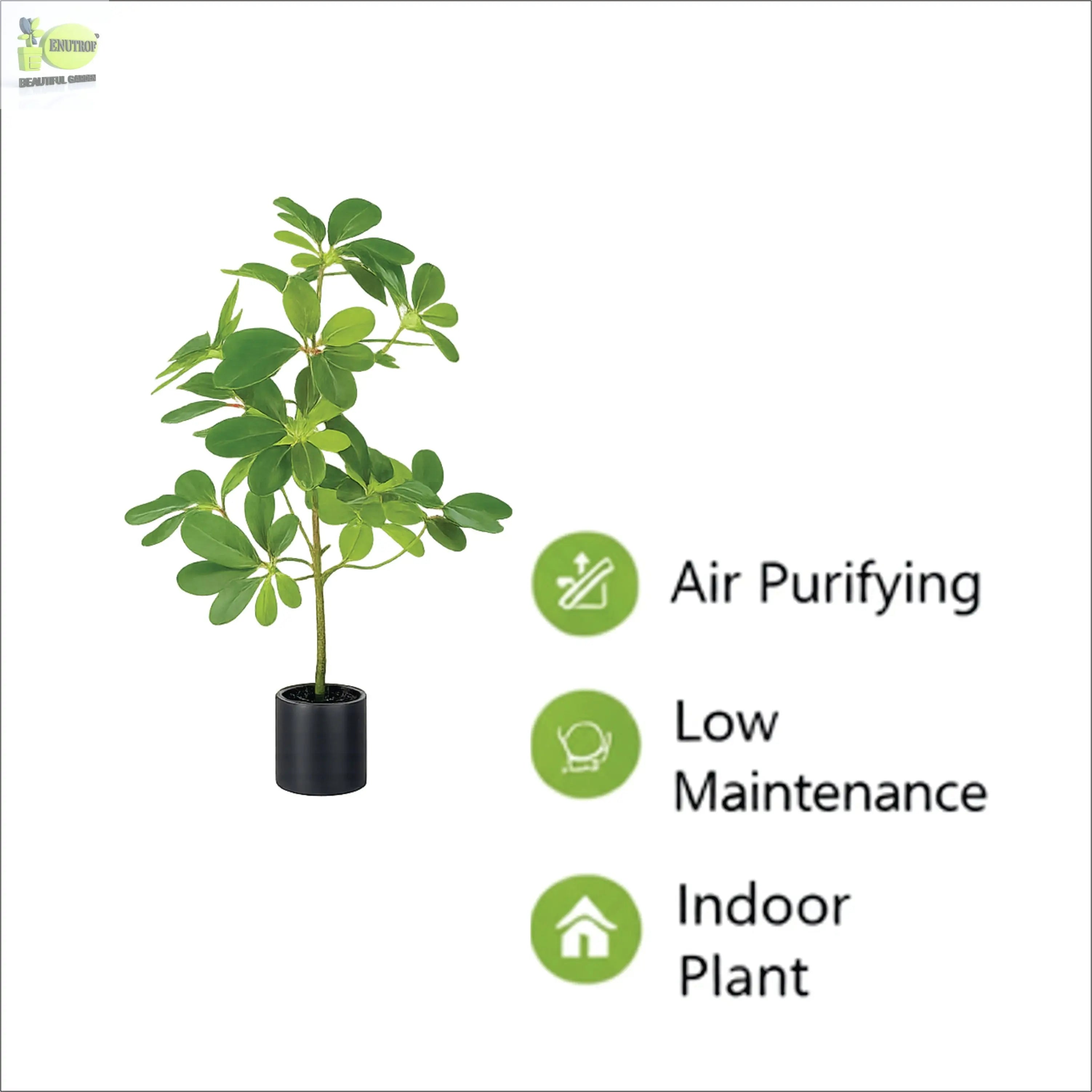 ENUTROF Artificial Schefflera Umbrella Plant – 50cm Small Fake Plant for Desk & Shelf Decor ENUTROF