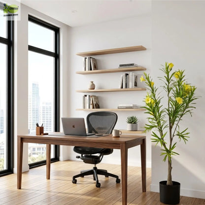 ENUTROF Artificial Yellow Flowering Oleander Tree – 120cm Fake Blooming Plant for Home Decor ENUTROF