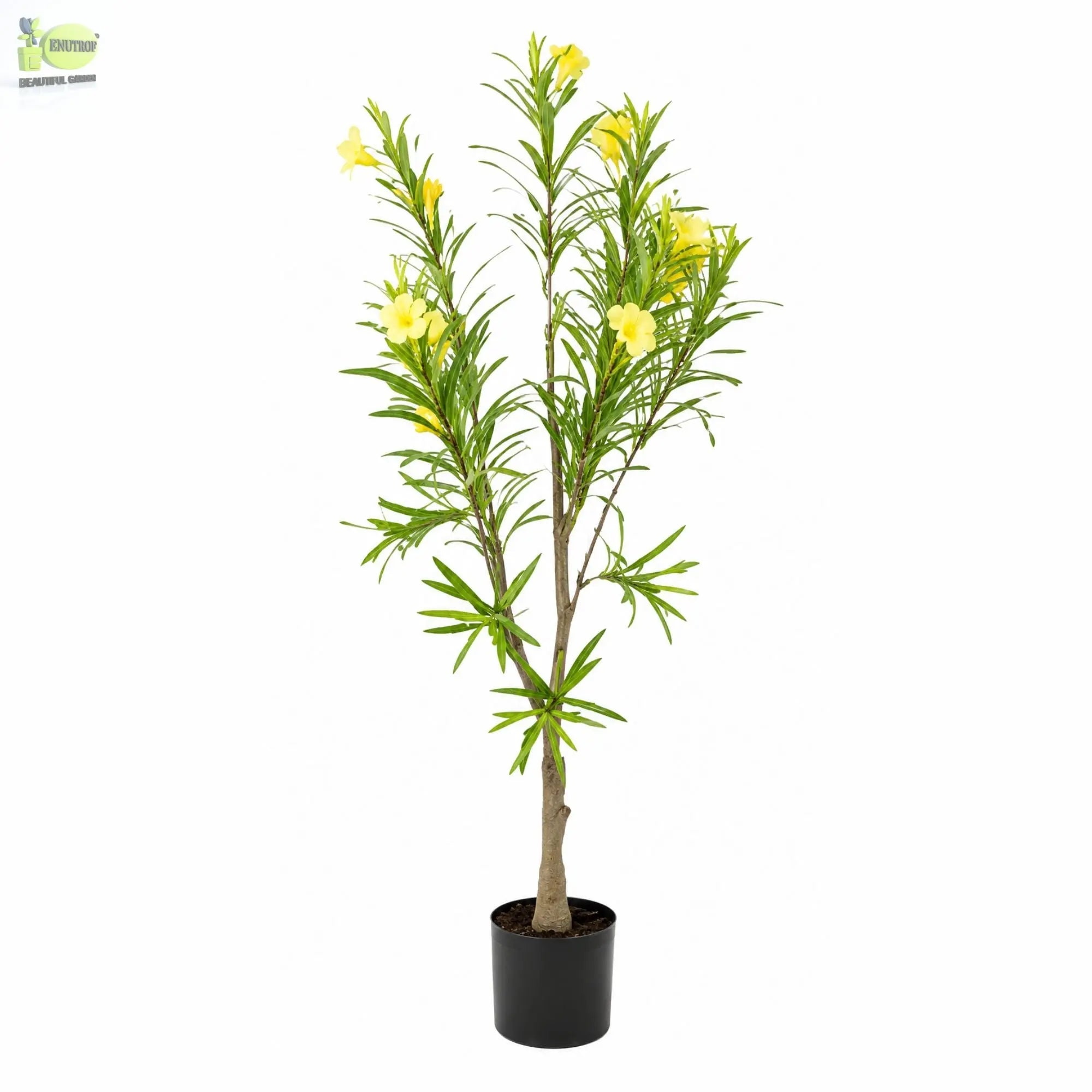 ENUTROF Artificial Yellow Flowering Oleander Tree – 120cm Fake Blooming Plant for Home Decor ENUTROF