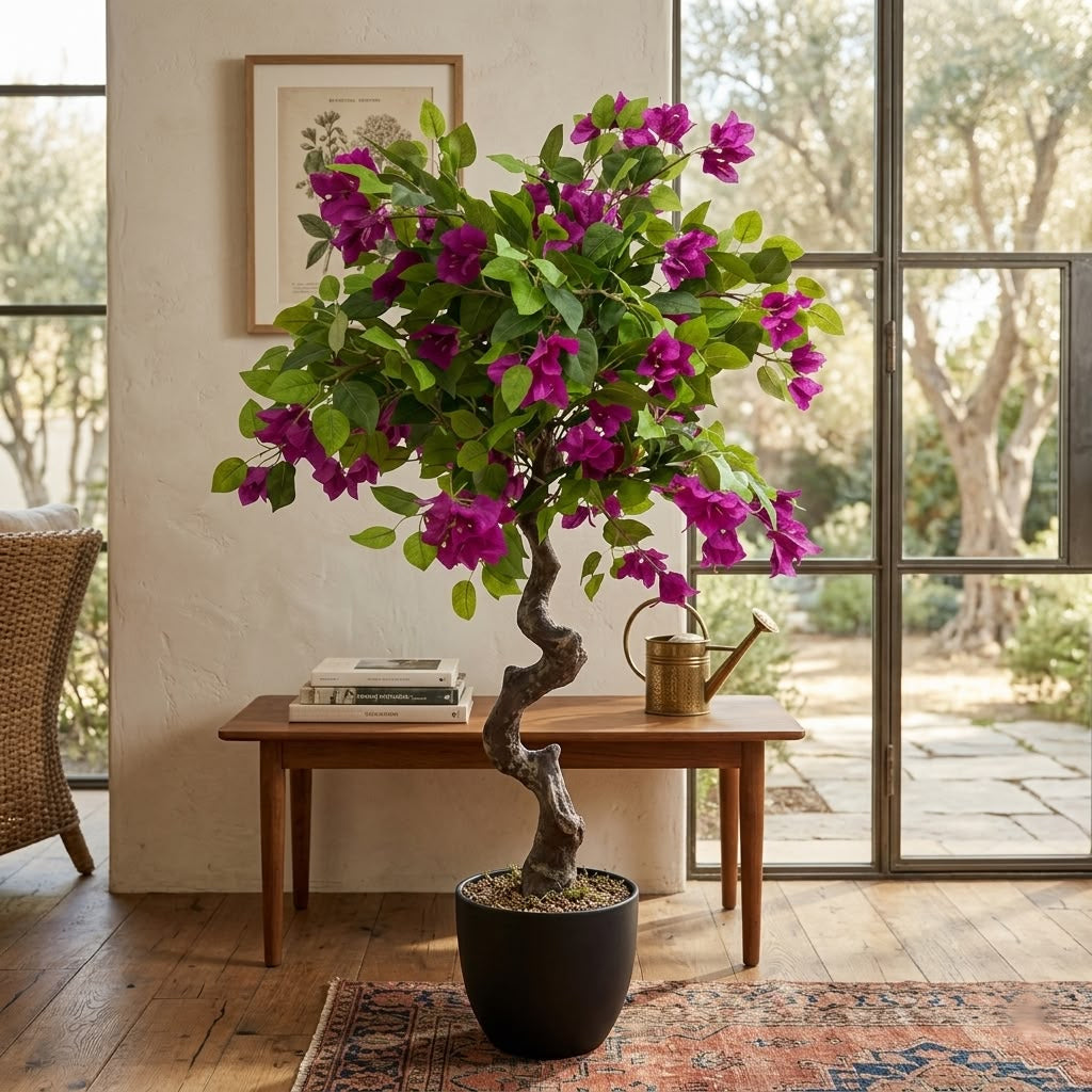 ENUTROF Bougainvillea Bonsai – Artificial Purple Flowering Tree 120cm ENUTROF