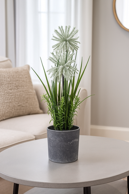 Plastic Flower with Gray Pot | Modern Artificial Table Décor(43 CM) Enutrof Decor