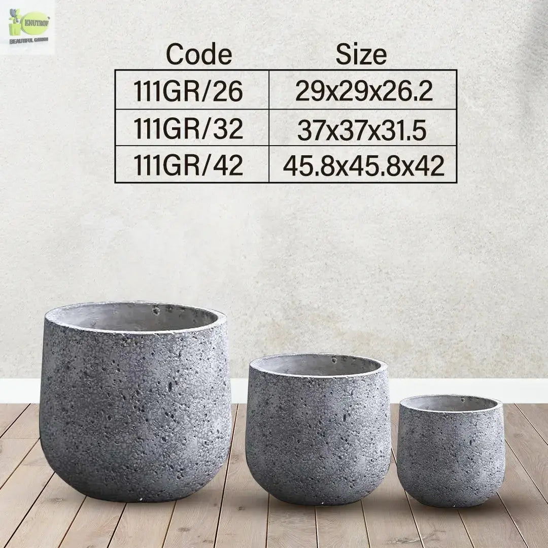 Enutrof Stone Textura Round Planter Pot Enutrof Decor