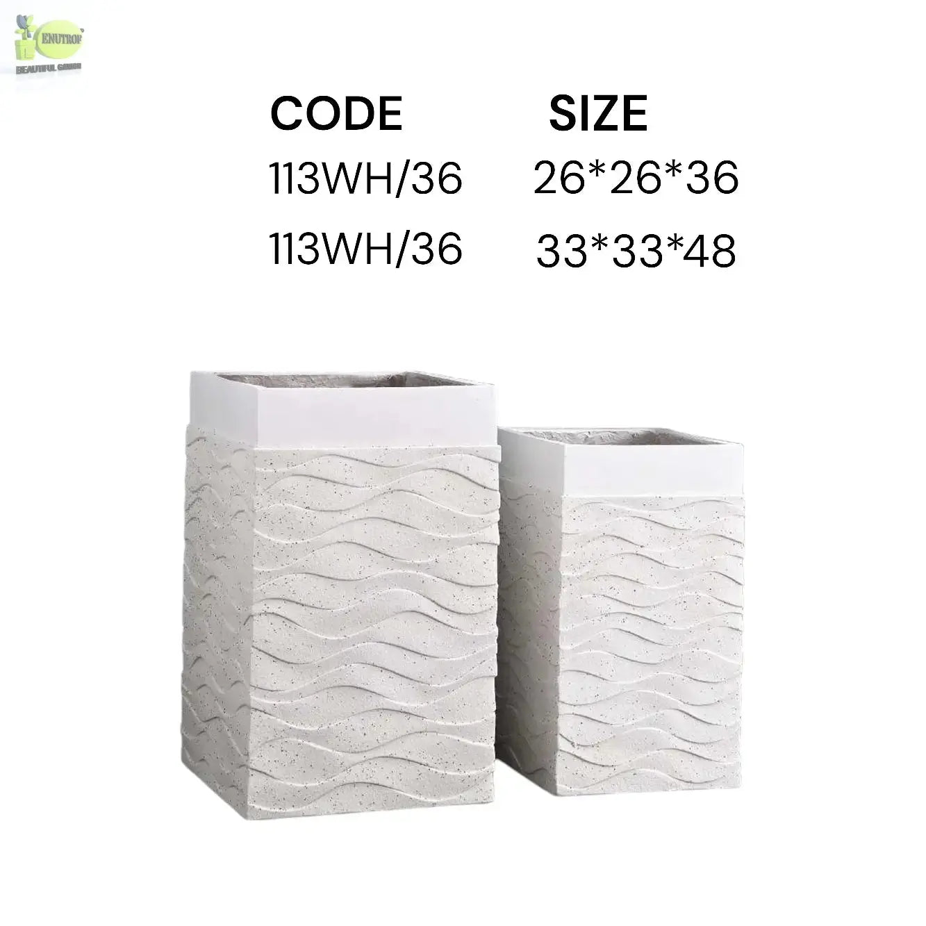 Enutrof Wave Square Textured Planter Enutrof Decor