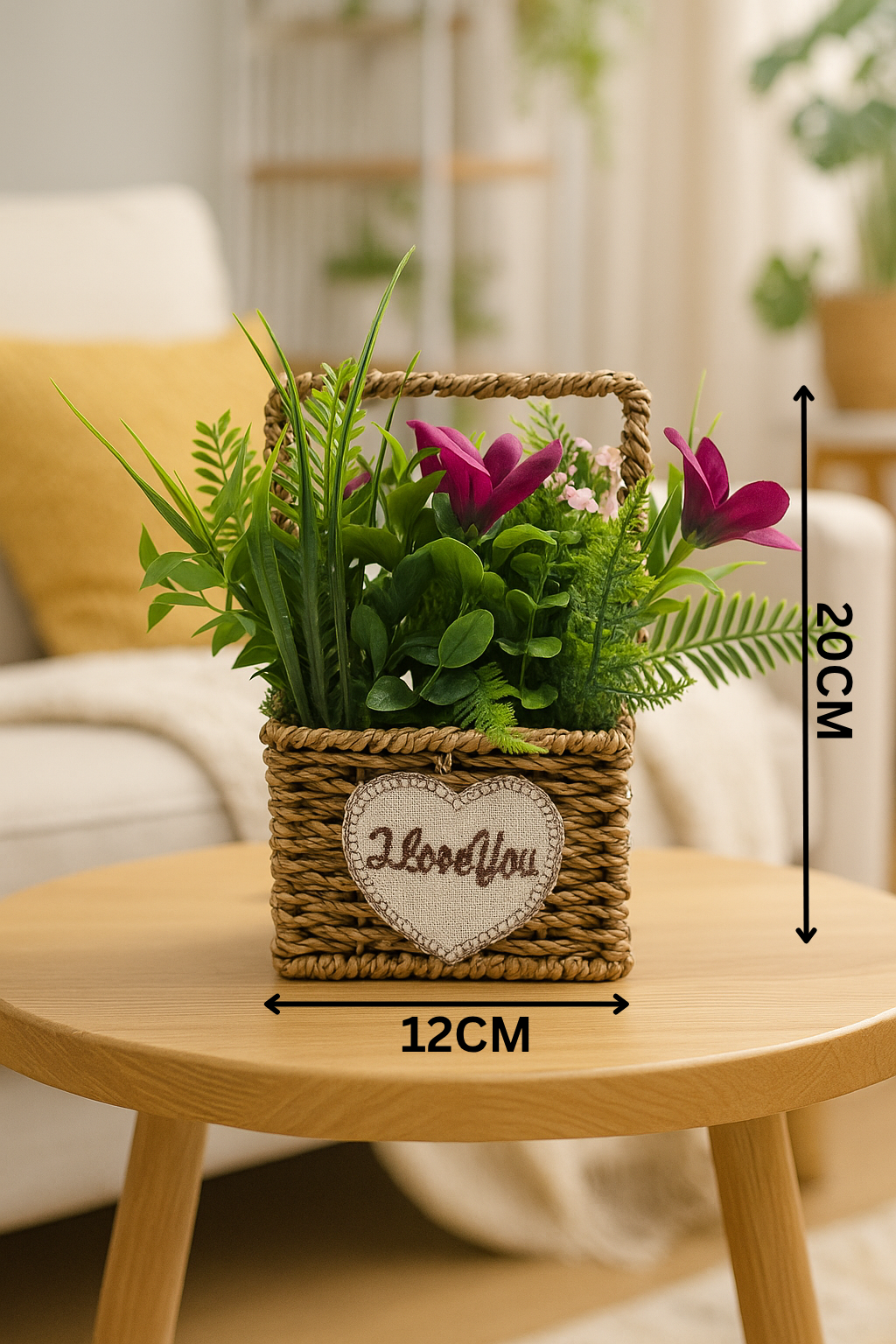 Cloth Flower with Basket | Elegant Artificial Floral Table Décor(20CM) Enutrof Decor
