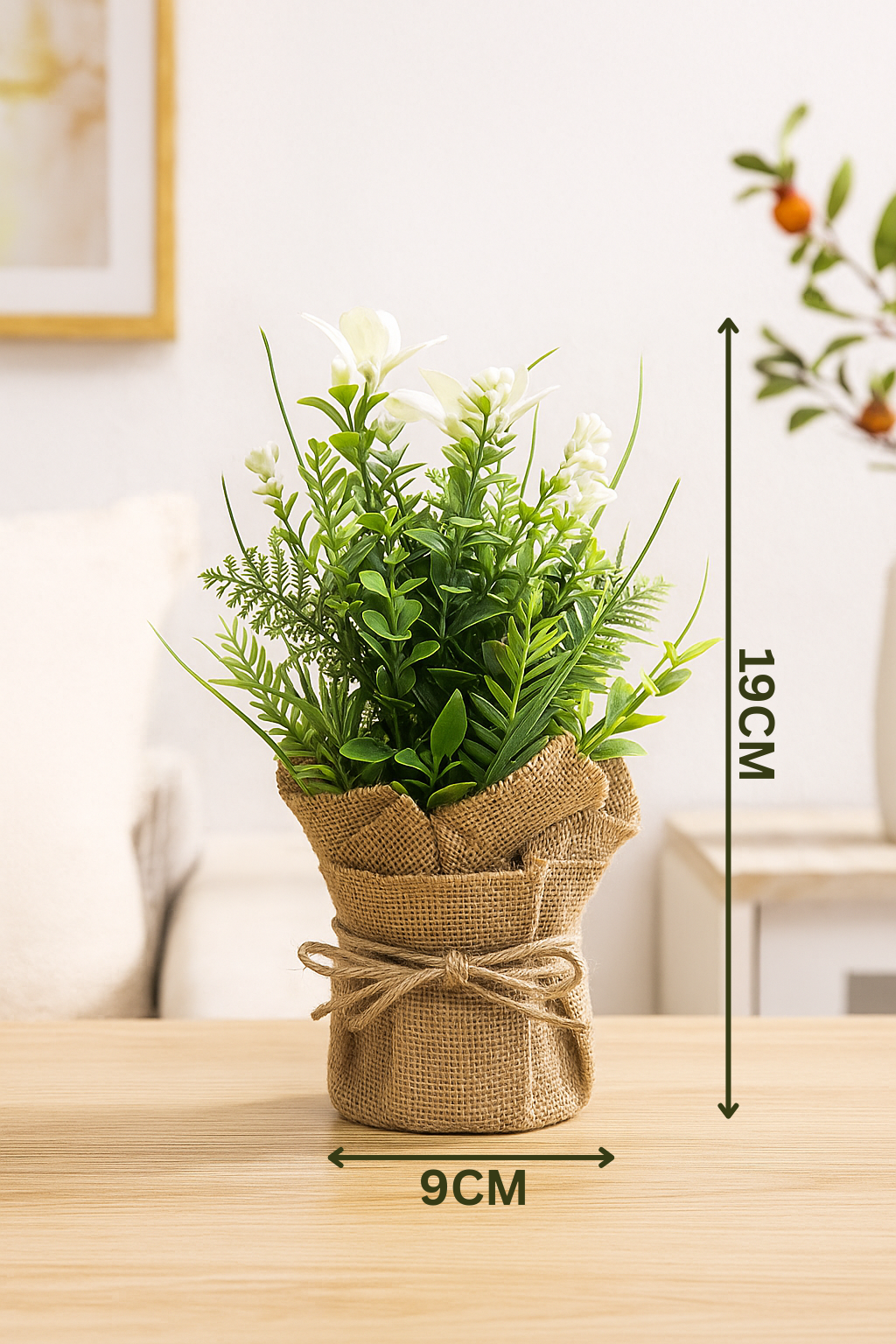 Cloth Bonsai with Sack | Rustic Artificial Table Décor(20 cm) Enutrof Decor