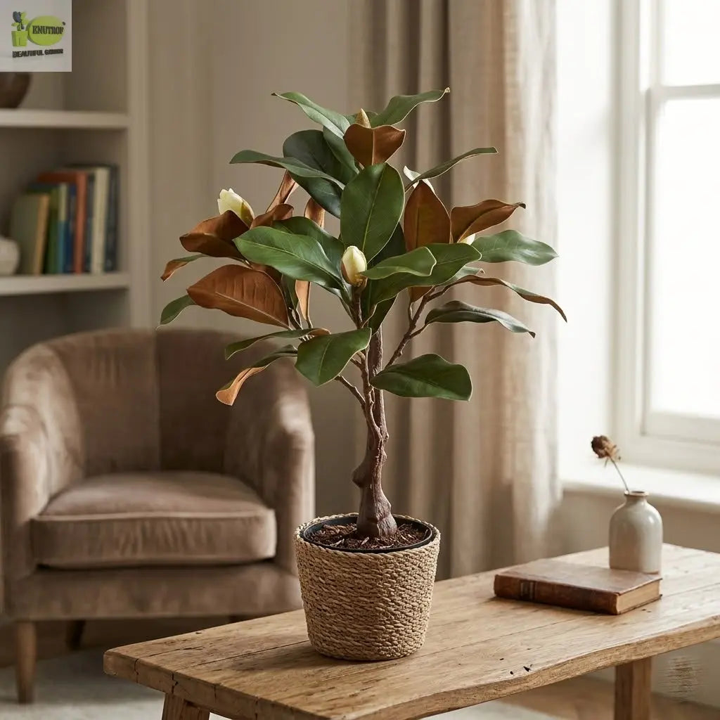 Fake Rubber Plant ENUTROF Artificial Rubber Plant Ficus Elastica – 60cm Compact Plant for Desk & Home Decor ENUTROF