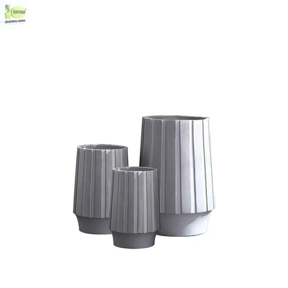Gray Fiber Pot With Stripe My Store