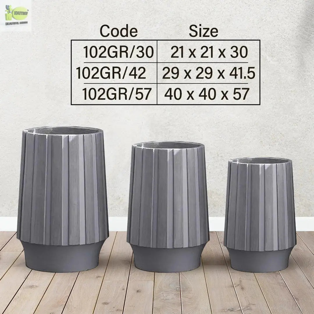 Gray Fiber Pot With Stripe My Store