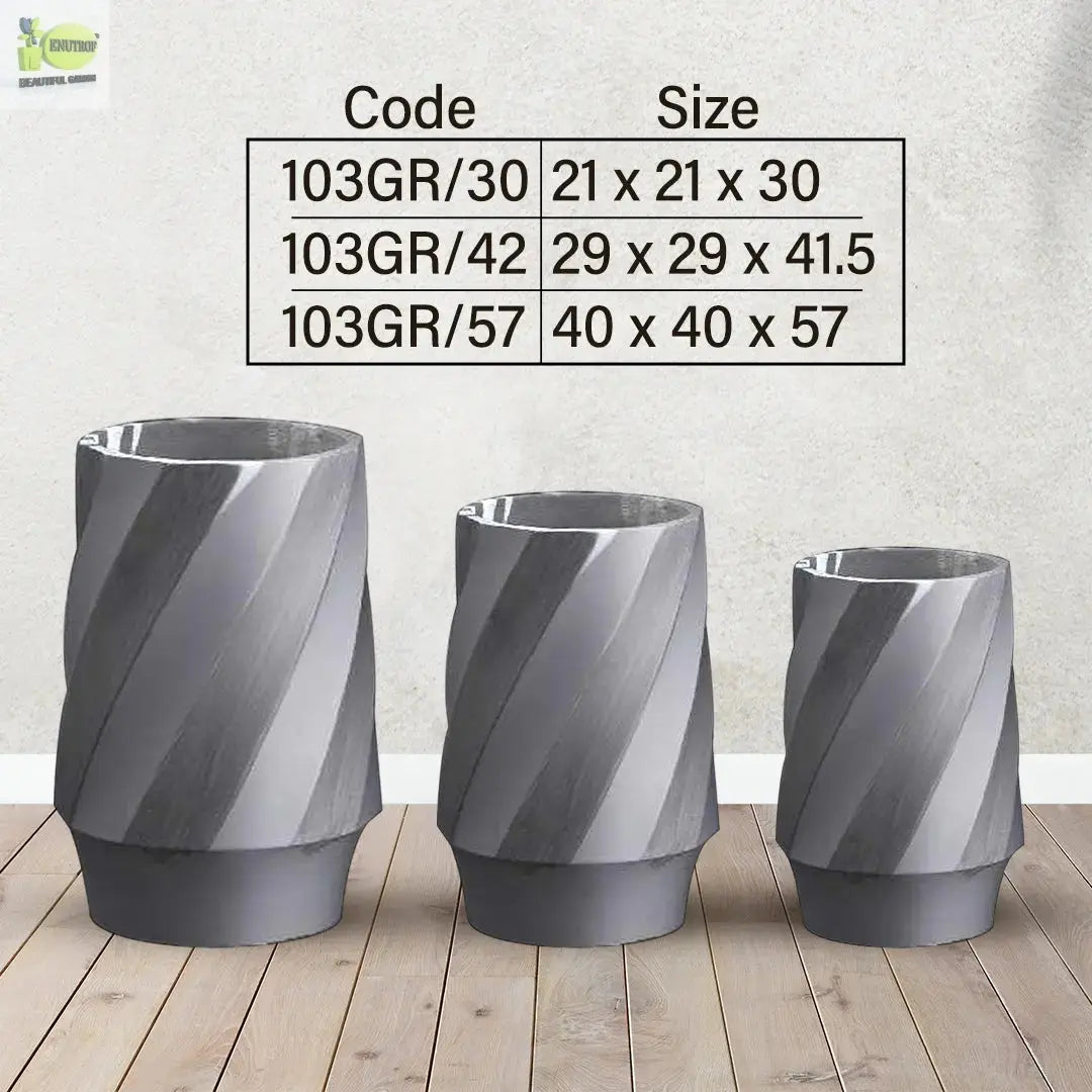 Gray Fiber Pot With Cross Stripe My Store