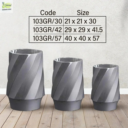 Gray Fiber Pot With Cross Stripe My Store