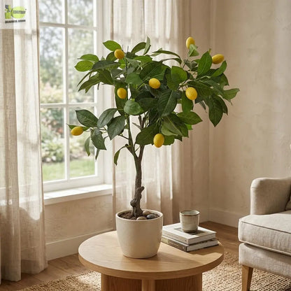 Lemon Tree Artificial Plant with Pot | 70 cm Height Enutrof Decor