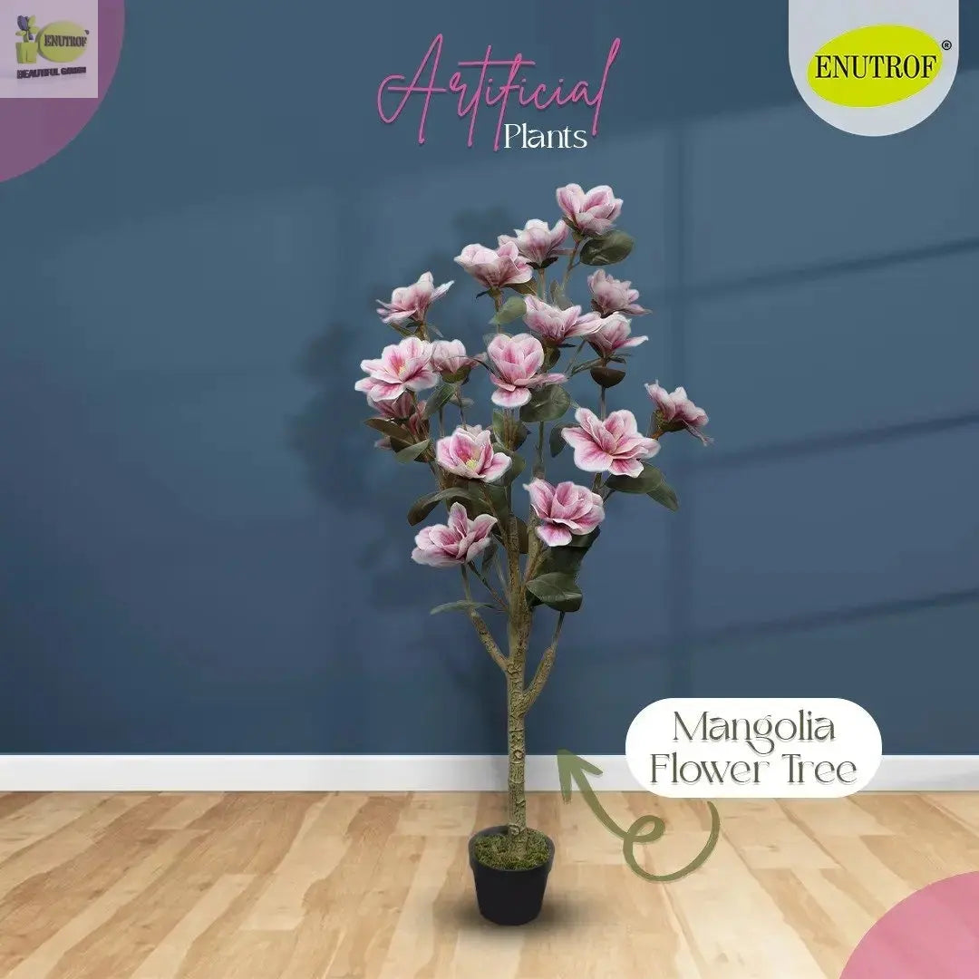 Mangolia Flower Tree Artificial Plants With Basic White Pot ||130cm Height My Store