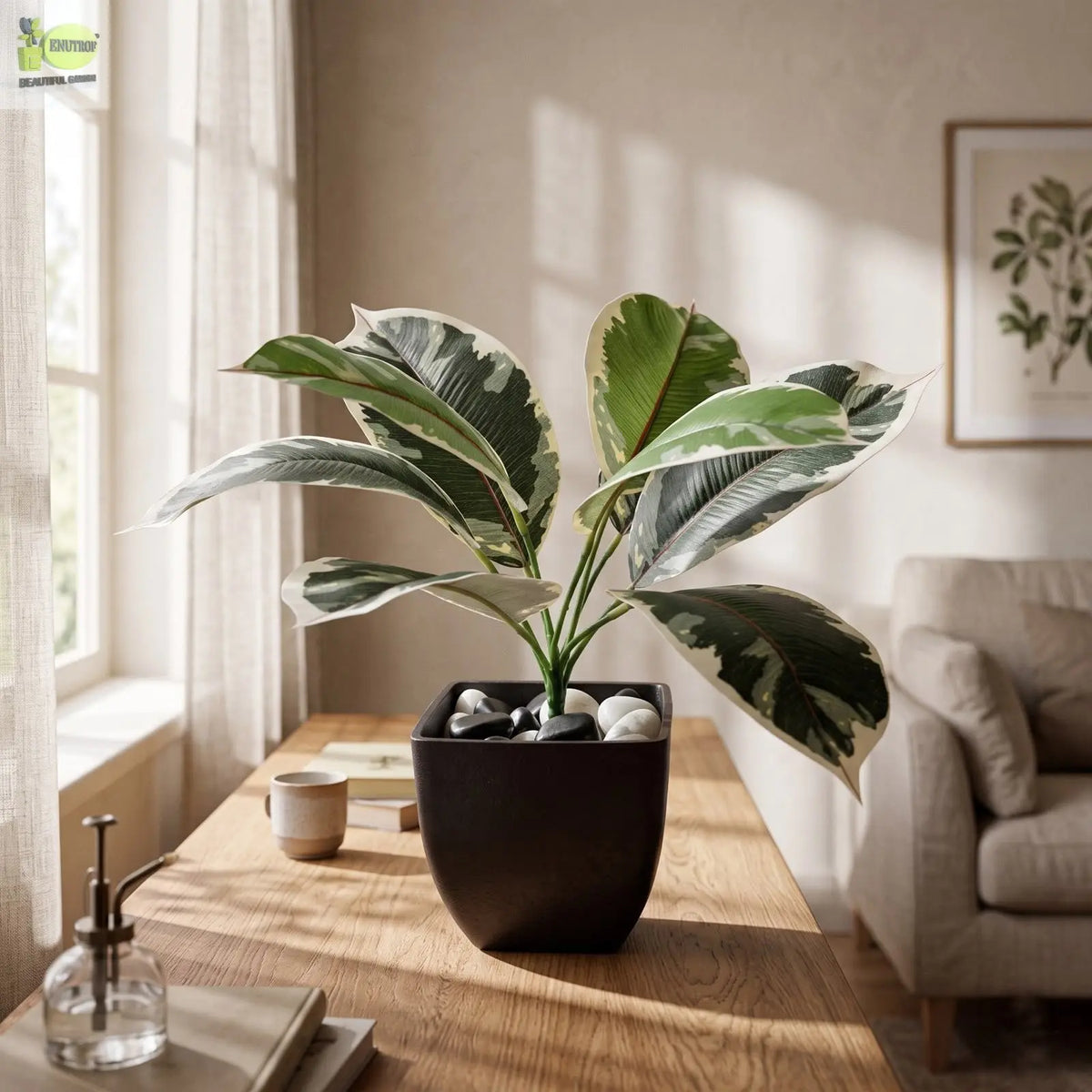Petalshue Real Touch Artificial Plant with Pot – 32 CM (Green) Enutrof Decor