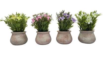 Plastic Flower with Brick-Red Pulp Pot | Elegant Artificial Table Décor (22cm) Enutrof Decor