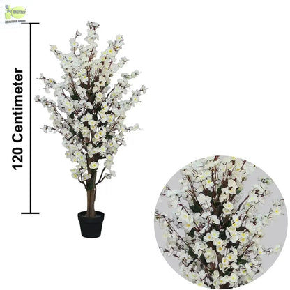 Winter Sweet Artificial Plant (120 cm) with White Planter My Store