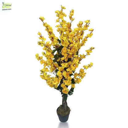 Winter Sweet Yellow Artificial Plant with Elegant White Planter My Store