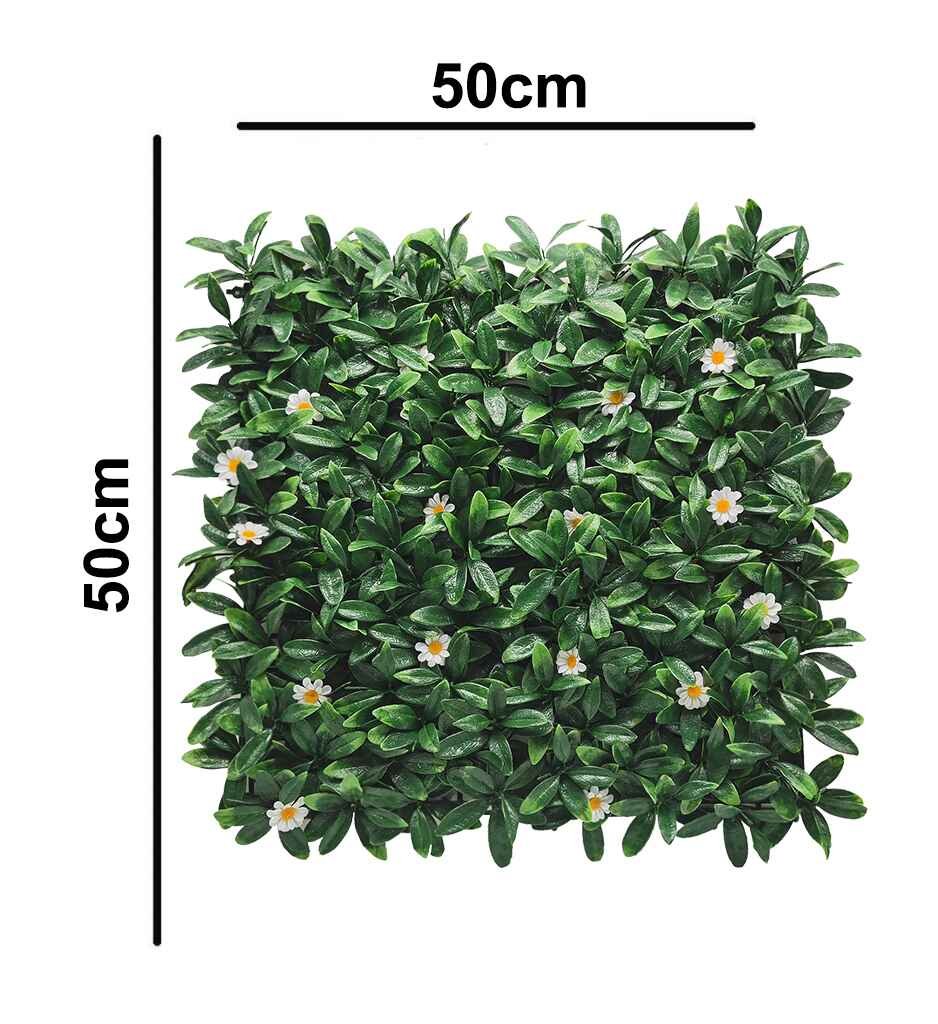 Artificial Vertical Garden With White Flowers Size: 50cm x 50cm || No:55/21