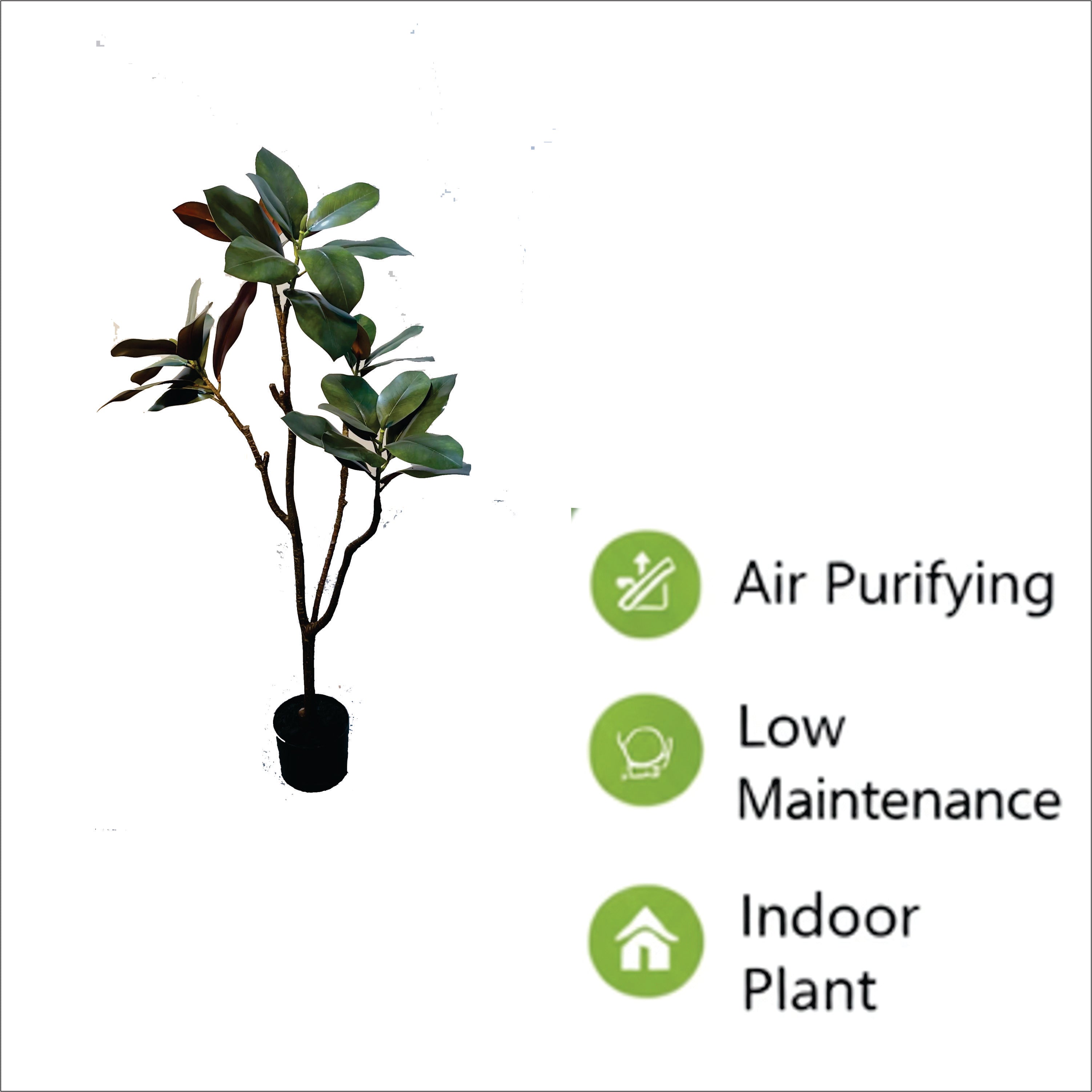 ENUTROF Artificial Rubber Tree Dark Leaf – 120cm Ficus Elastica Fake Plant for Modern Decor ENUTROF