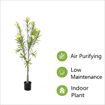 ENUTROF Artificial Yellow Flowering Oleander Tree – 120cm Fake Blooming Plant for Home Decor ENUTROF