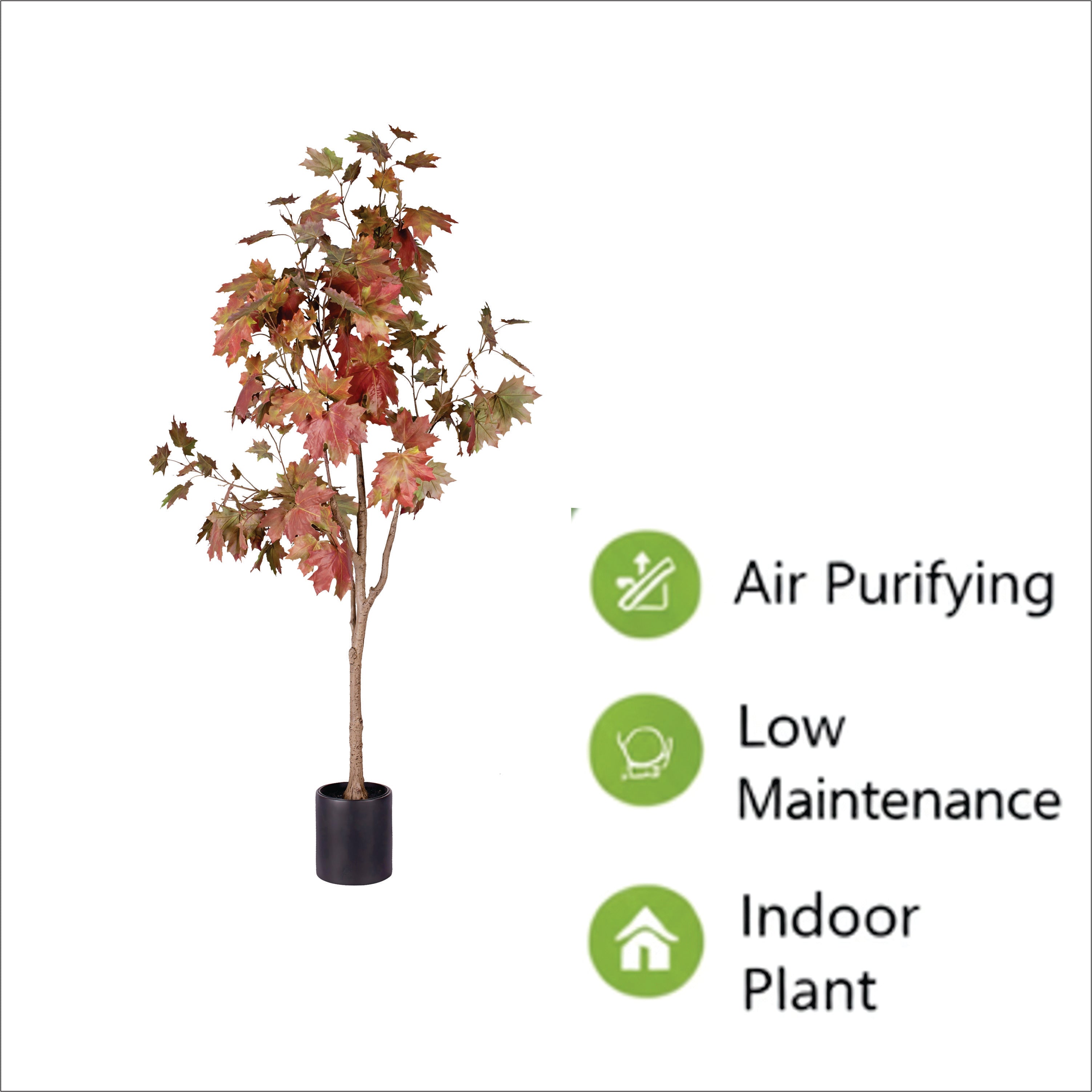 ENUTROF Artificial Autumn Maple Tree – 150cm Dramatic Red-Orange Fake Plant for Home Decor ENUTROF