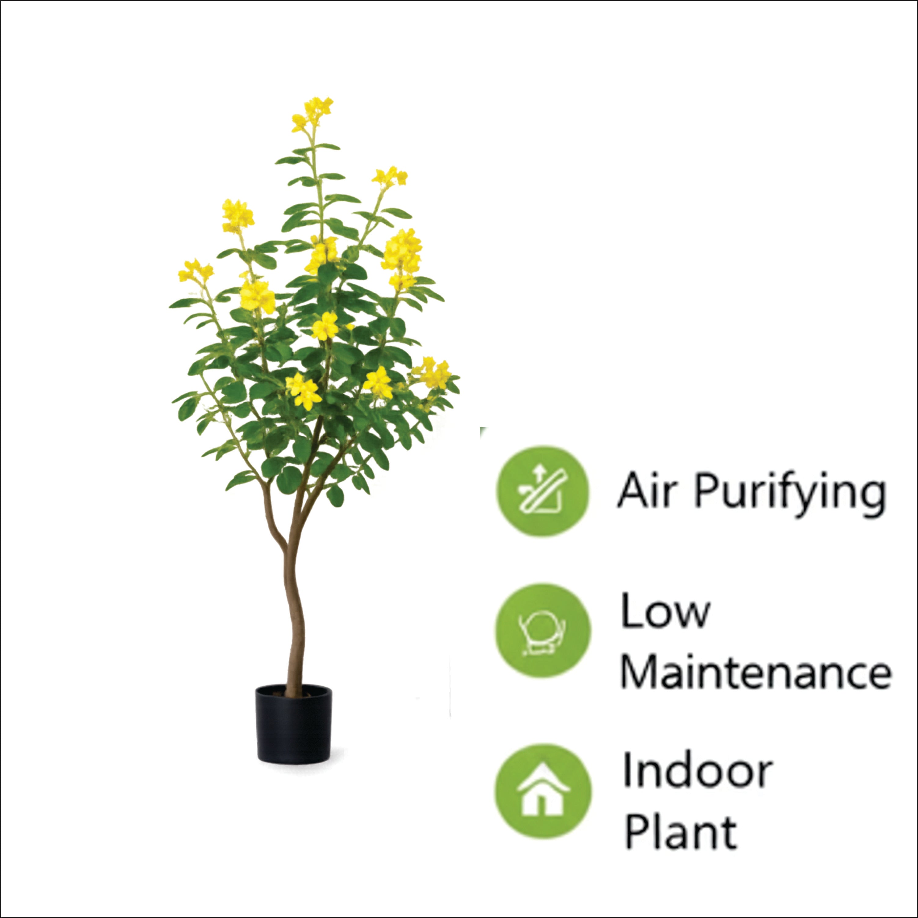 ENUTROF Artificial Golden Cassia Flowering Tree – 150cm Fake Yellow Blooming Plant for Home Decor ENUTROF