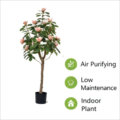 ENUTROF Artificial Pink Magnolia Flowering Tree – 140cm Fake Blooming Plant for Home Decor ENUTROF