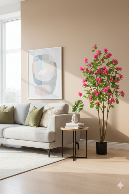 ENUTROF Artificial Pink Bougainvillea Tree – 150cm Lush Fake Flowering Plant for Home & Events ENUTROF