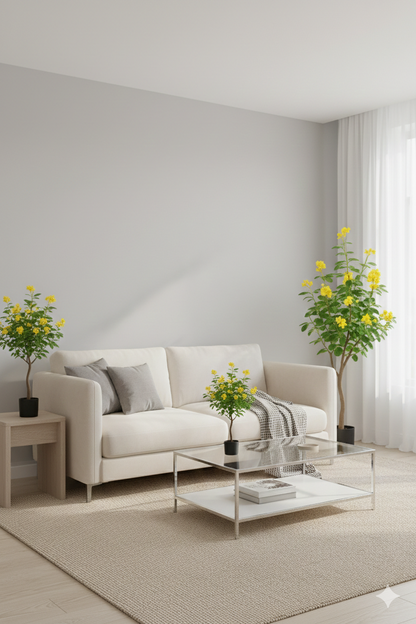 ENUTROF Artificial Golden Cassia Flowering Tree – 150cm Fake Yellow Blooming Plant for Home Decor ENUTROF