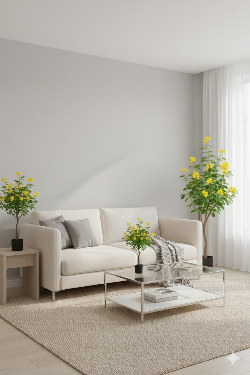 ENUTROF Artificial Golden Cassia Flowering Tree – 150cm Fake Yellow Blooming Plant for Home Decor ENUTROF